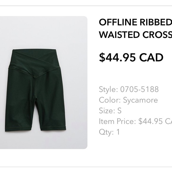 Offline by Aerie Bike Short Hi-Rise Crossover 7” in Forest Green - Picture 5 of 5